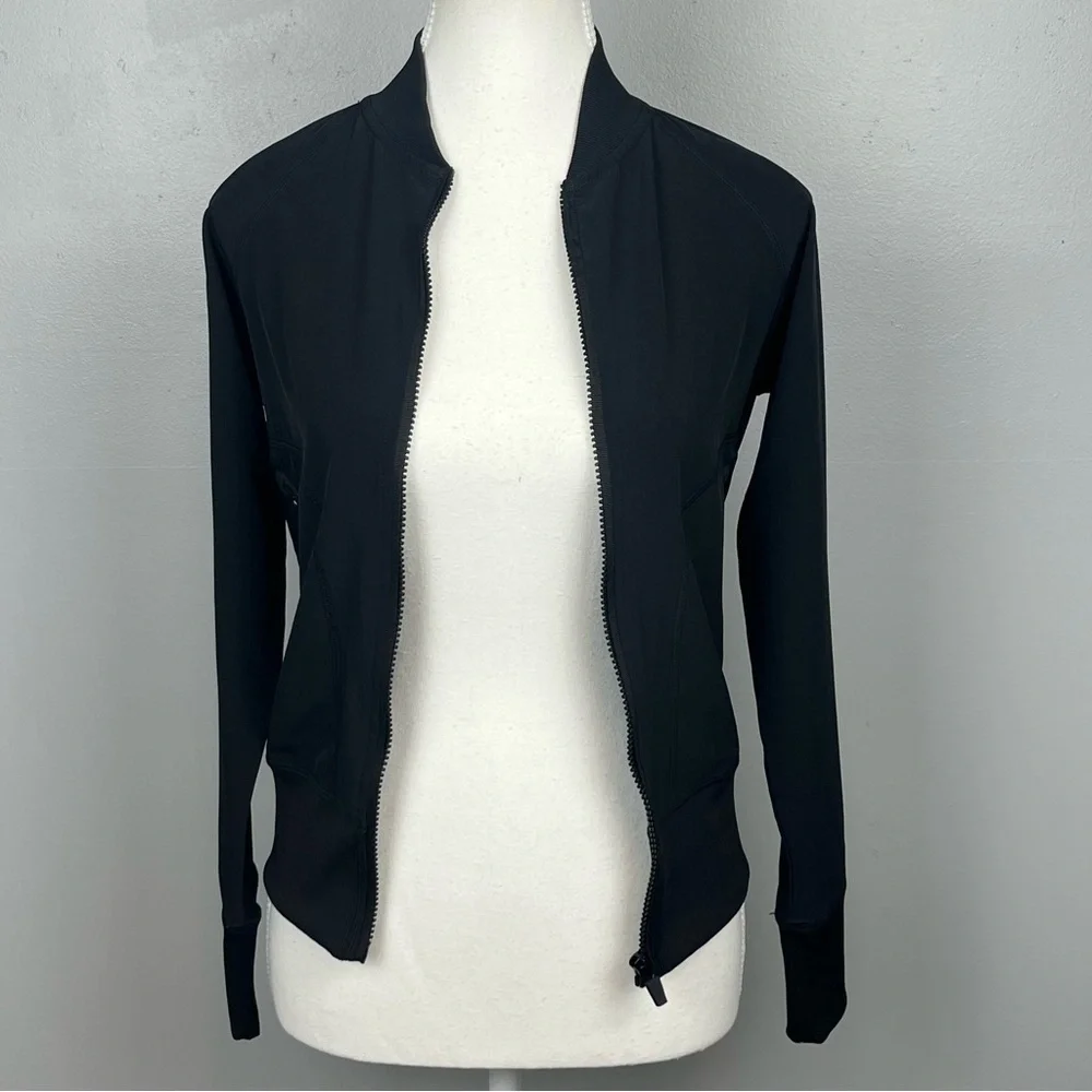 Jo + Jax black Restart full zip back logo jacket, size adult XXS.